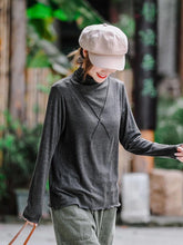 Women Retro High Neck Pullover Bottoming Shirt